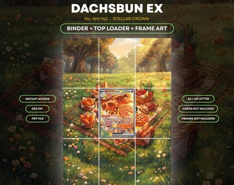 Dachsbun 169 Extended Art Pokemon Binder Page | Stellar Crown 9 Pocket Binder & Frame Display | Printable Card Art Poster Gift