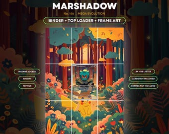 Marshadow 146 Extended Art Pokemon Binder Page | Mega Evolution | 9 Pocket Binder & Frame Display | Printable Card Art Gift | Home Decor