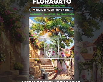Floragato 197/193 Extended Art Print | Paldea Evolved Binder Display (Digital Download) | 9 Pocket Binder Page | Pokemon Binder Display