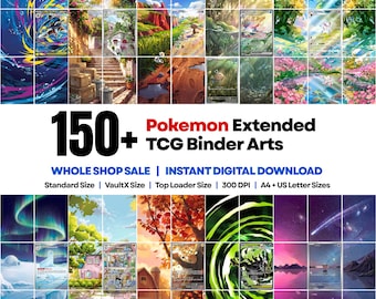 150+ Pokemon Extended Art Binder Pages Bundle | Printable Binder Cover Set | Digital Trading Card Album Art | Pokemon TCG Binder Bundle