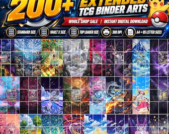 200+ Pokemon Extended Art Binder Pages Bundle | Printable Binder Cover Set | Digital Trading Card Album Art | Pokemon TCG Binder Bundle