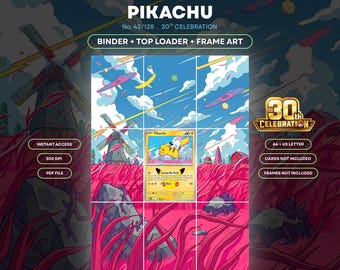 Pikachu 42/128 30th Celebration 20/30 Extended Binder Art Bundle | Pokemon TCG Digital Download | 9-Pocket Binder Art | Digital Download