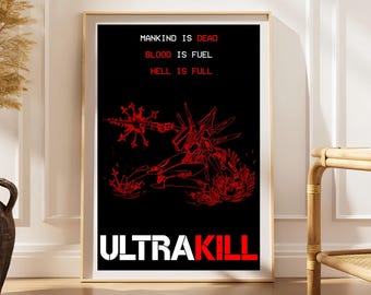 Ultrakill Poster, V1 Robot Blood Fuel Art, Video Game Print, Wall Decor