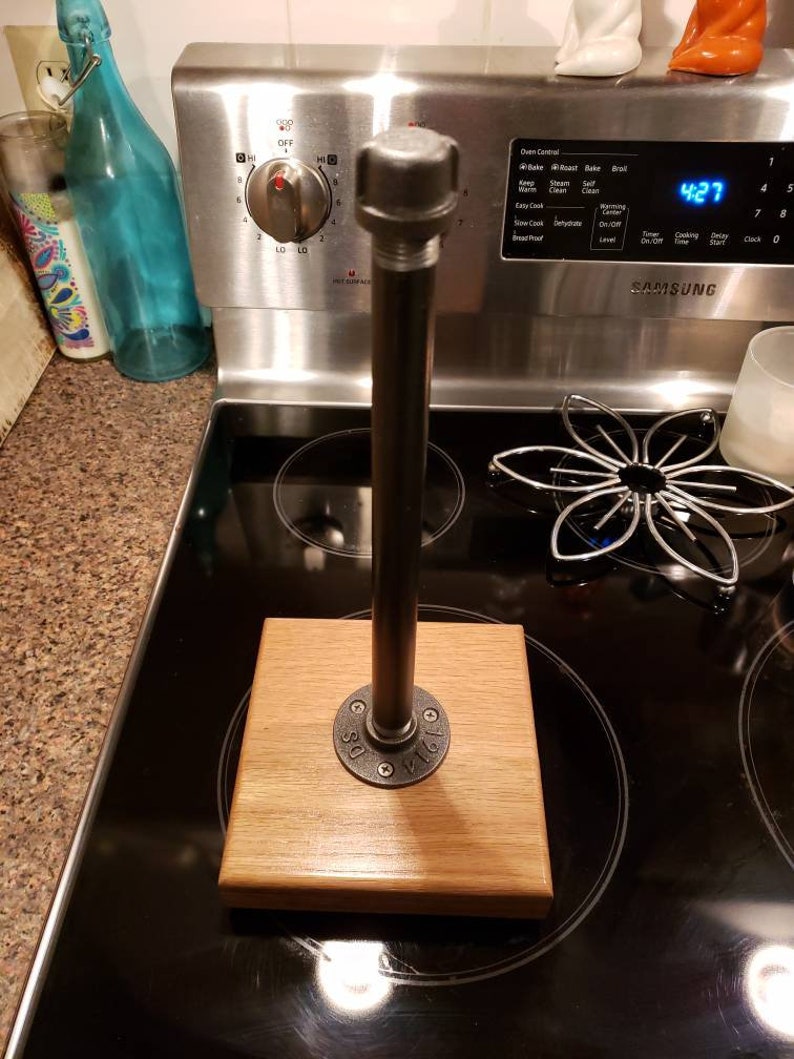 FREE SHIPPING!!! Industrial Steapunk look!! White Oak paper towel holder!
