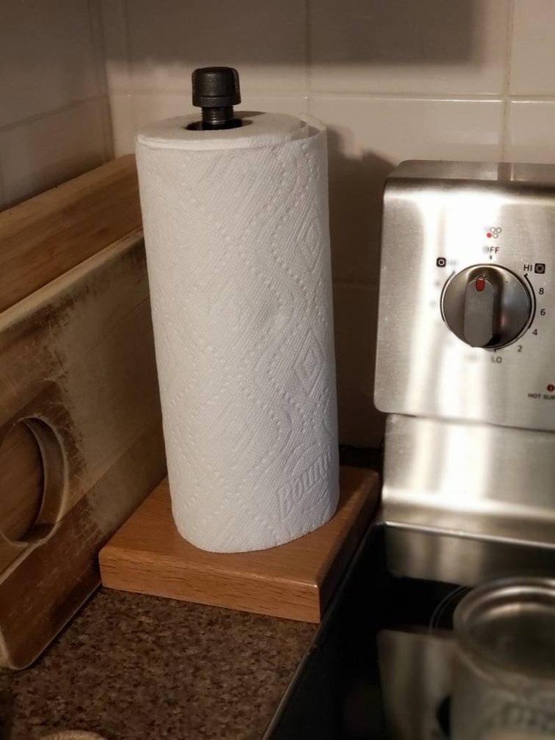 FREE SHIPPING!!! Industrial Steapunk look!! White Oak paper towel holder!