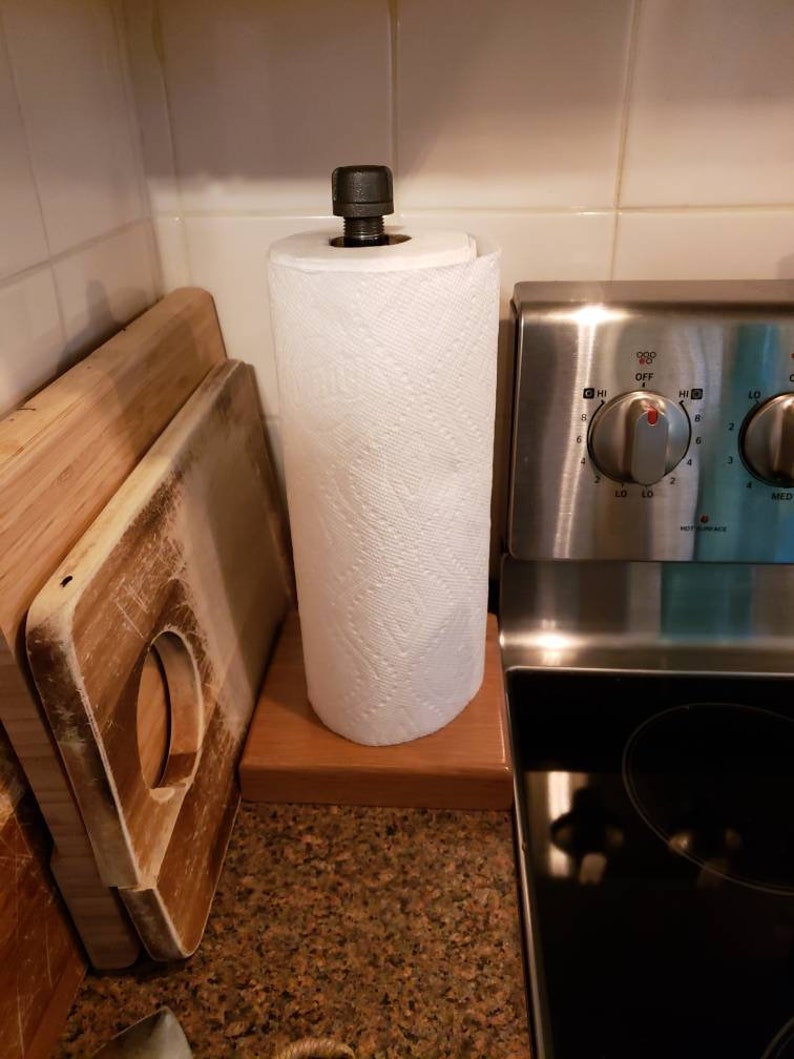 FREE SHIPPING!!! Industrial Steapunk look!! White Oak paper towel holder!