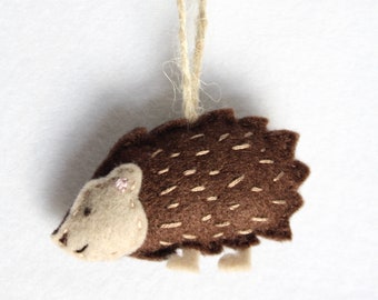 Hedgehog Christmas Ornament- Handmade Felt Ornament, Christmas Decoration, Hanging Hedgehog, Hedgehog