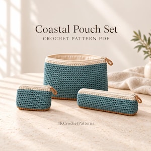 Crochet Pouch Set Pattern PDF - Makeup Bag, Pencil Case and Coin Purse