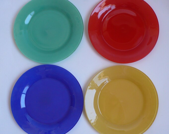 Vintage Anchor Hocking Dinner Plates Set of 4 Rainbow Etsy