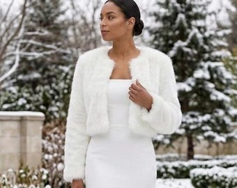 Faux Fur Wedding Jacket, Bridal Fur Bolero, Wedding Cover Up, Bridal Shrug, Winter Wedding Jacket, Bride Coat, Wedding Dress Jacket