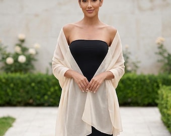 Silk Crepe Shawl, Sheer Wedding Wrap, Bridal Evening Stole, Lightweight Shoulder Cover Up, Wedding Guest Scarf