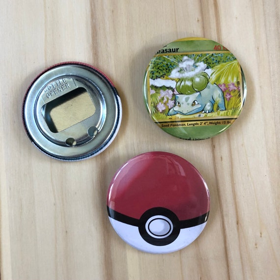 pokemon card opener ONE Pokemon Card Button - Choose One Pinback OR Bottle Opener! Made With  Actual Pokemon Cards!