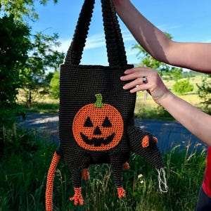 Halloween Pumpkin Rat Crochet Tote Bag Pattern | Amigurumi Jack-o-Lantern (PDF Download)