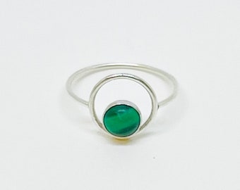 Sterling Silver Malachite Orbit Ring