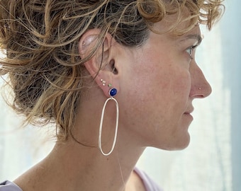 Lapis Lazuli Ellipse Earrings