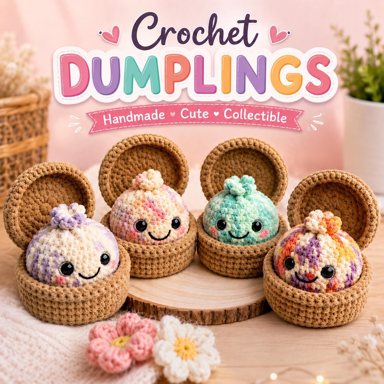 30 Animal Crochet Patterns for Cute Gifts, Nursery Decor, and Cozy Makes 24 Dumpling Basket Buddy Pattern