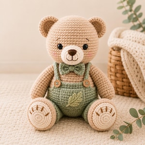 Modèle PDF d'ours en peluche au crochet | Modèle d'ours amigurumi | Tutoriel de création de peluche | Cadeau facile à réaliser soi-même | Téléchargement instantané