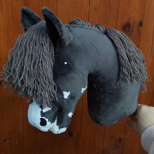 Hobby Horse Gray with halter, lead and free gifts size A4 plush pony for kids hobby horsing handmade