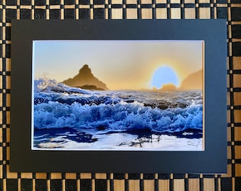Fotografía de olas en la playa de Oregón, paisaje costero, foto de 4x6 pulgadas, lámina con paspartú de 5x7 pulgadas (lista para regalar).
