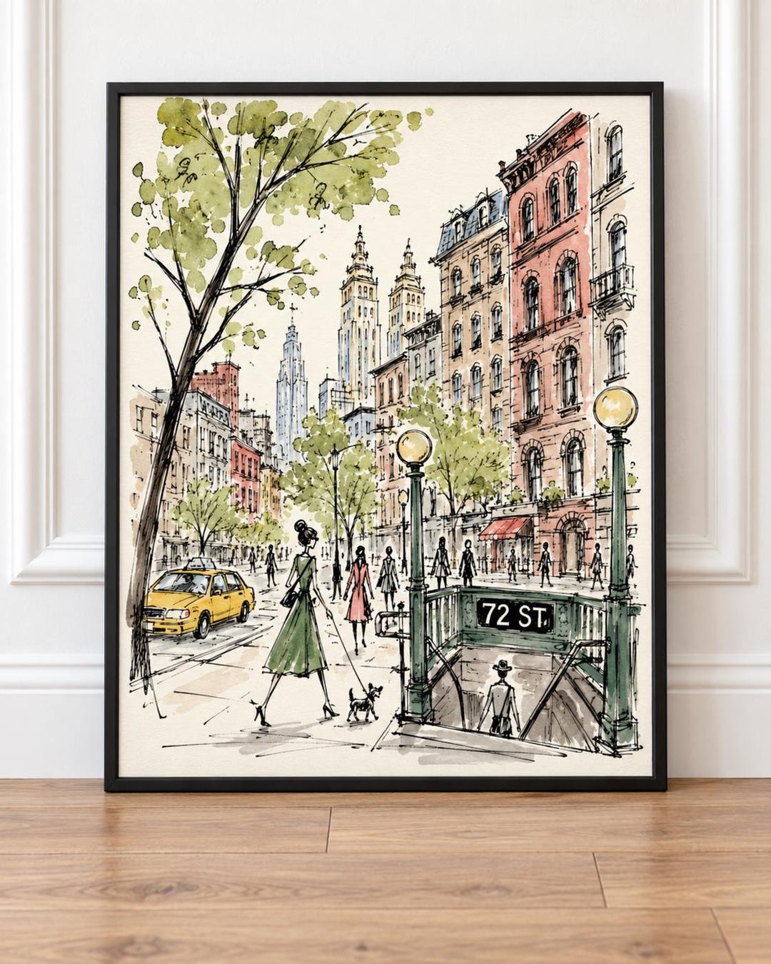 New York City Wall Art, 72nd Street Watercolor Print, NYC Fashion ...