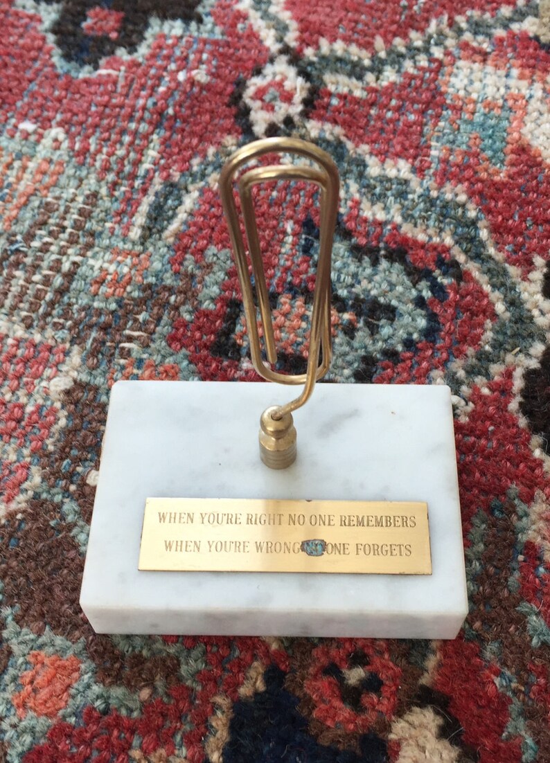 Brass and Marble Paper Clip Note Holder Bill Holder Brass an Etsy
