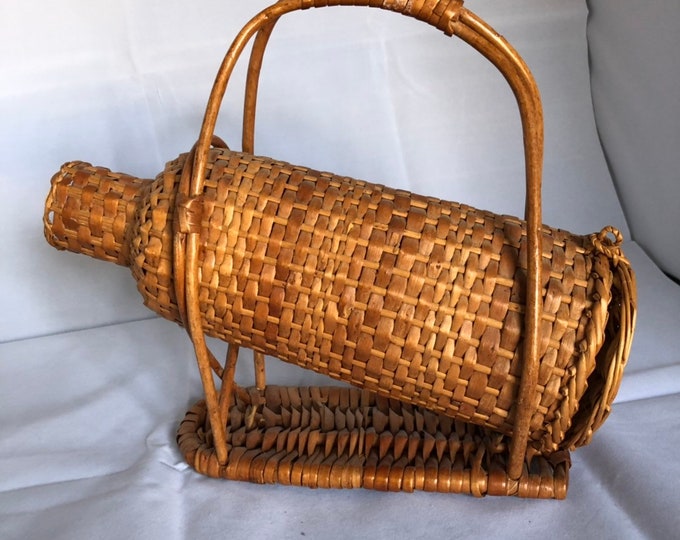 Vintage Wicker Wine Bottle Holder Vintage Wine Server Etsy