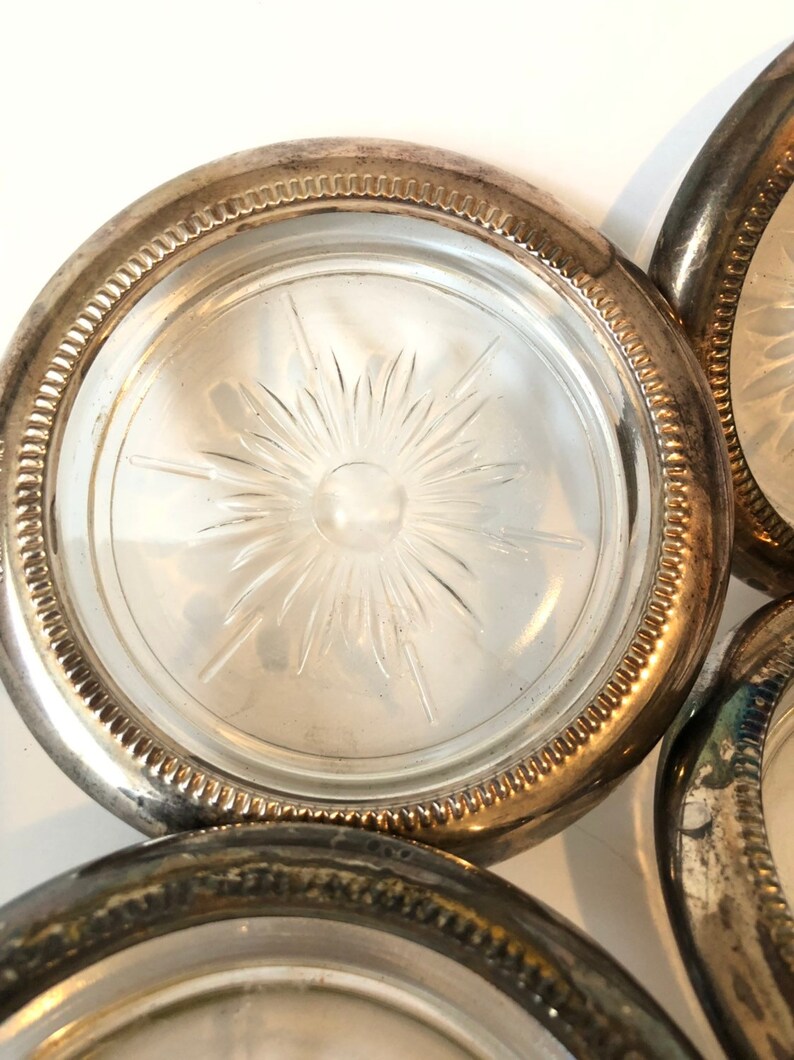 Glass Coasters Silver Rim Vintage Coasters Retro Chic Set Etsy Australia