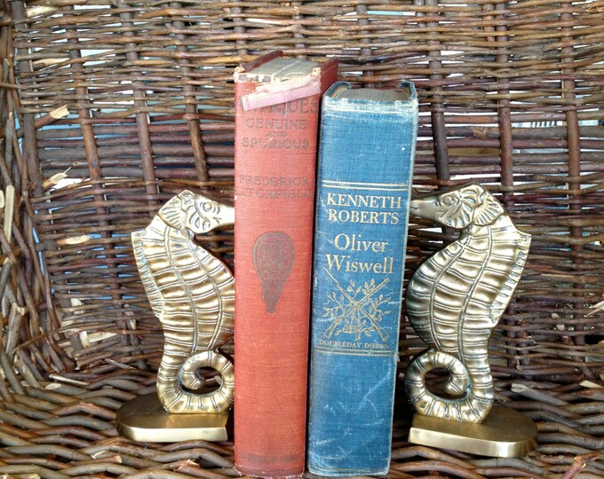 Brass Seahorse Bookends Nautical Library Decor Beach House Etsy