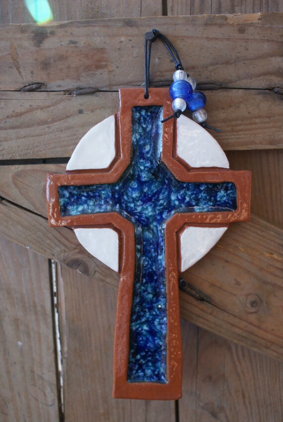 Celtic cross decorative ceramic wall hanging Etsy