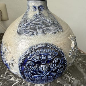 Bearded Man Jug/Jug / Bottle made in 1850, Old German Stoneware Antique