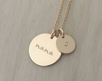 Nana Disc Necklace in Gold or Silver - Personalized 5/8" Disc - Grandma Necklace - Nana Necklace - Gift for Nana - Gift for Grandma