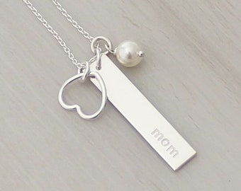 Mom Necklace - Nana Necklace - Grandma Necklace - Personalized Bar Necklace - Gift for Mom - Gift for Nana - Gift for Grandma