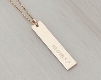 Mom Bar Necklace - Mama Necklace - Gold Bar Necklace - Silver Bar Necklace - Name Necklace - Gift for New Mom - New Baby Gift