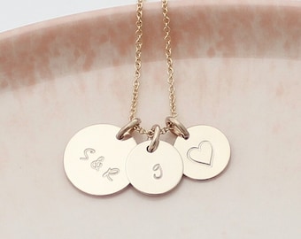 Family Initials Necklace - Initial Disc Necklace Gold or Silver - Personalized Mom Necklace - Mom Gift - Gift for Wife - Mother's Day Gift