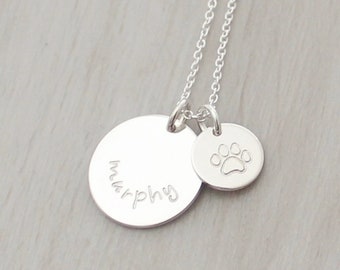 Personalized Pet Name Necklace - Paw Name Necklace - Pet Memorial Gift - Dog Name Necklace - Pet Loss Gift - Gift for Dog Mom