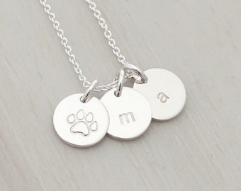 Paw Print Initials Necklace - Personalized Pet Initials Necklace - Dog Mom Gift - Cat Mom Gift - Dog Paw Initial Necklace - Pet Loss Gift