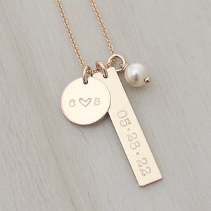 Gift for Bride from Groom Personalized Wedding Date Necklace image 1