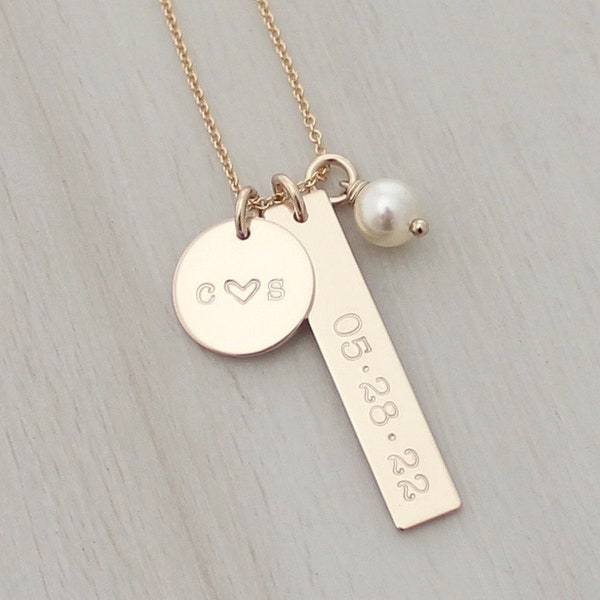 Gift for Bride from Groom Personalized Wedding Date Necklace