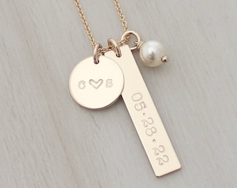 Gift for Bride from Groom Personalized Wedding Date Necklace