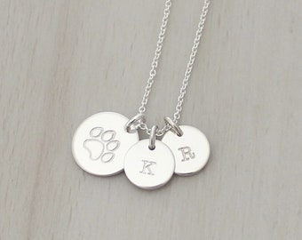 Initial Paw Print Necklace - Dog Mom Gift - Personalized Pet Initial - Dog Initial Necklace - Cat Paw Necklace - Pet Loss Memorial Gift