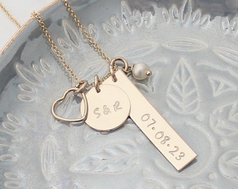 Gift for Bride from Groom Personalized Wedding Date Necklace