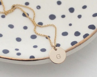 Gold Initial Disc Necklace - Silver Initial Disc Necklace