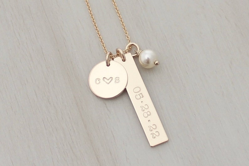 Gift for Bride from Groom Personalized Wedding Date Necklace image 1