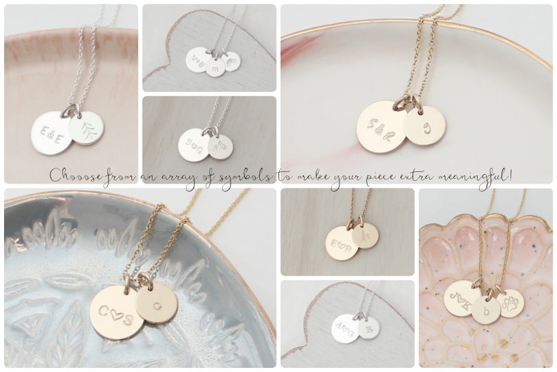 New Mom Necklace Personalized Family Initials Necklace Gold Initial Disc Necklace Baby Shower Gift New Baby Gift Gift for Wife image 3