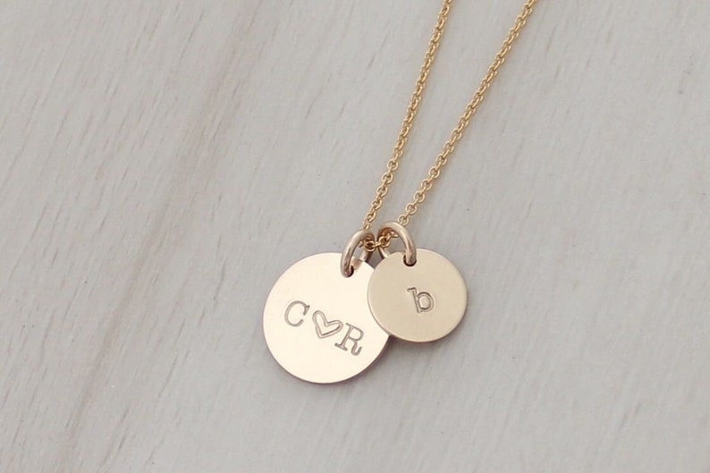 New Mom Necklace Personalized Family Initials Necklace Gold Initial Disc Necklace Baby Shower Gift New Baby Gift Gift for Wife image 1