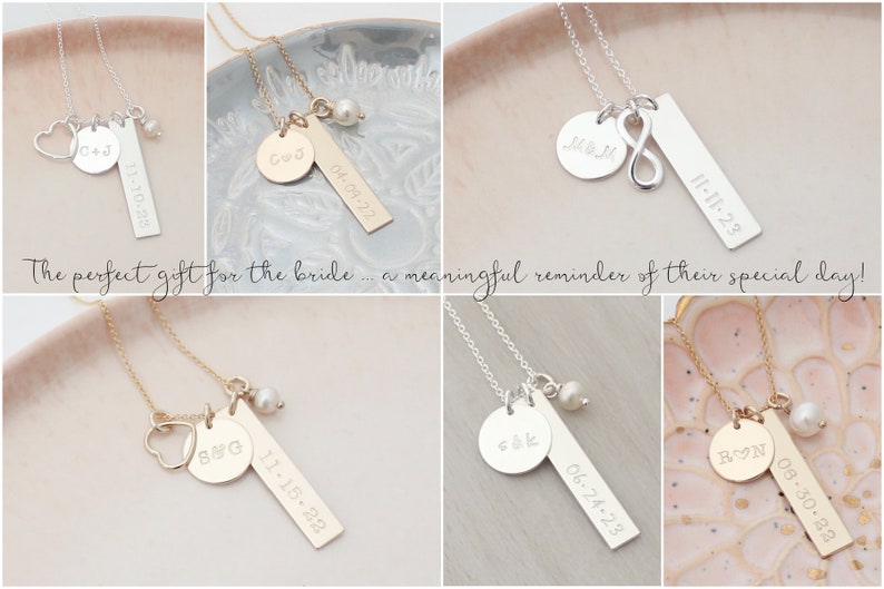 Gift for Bride from Groom Personalized Wedding Date Necklace image 6