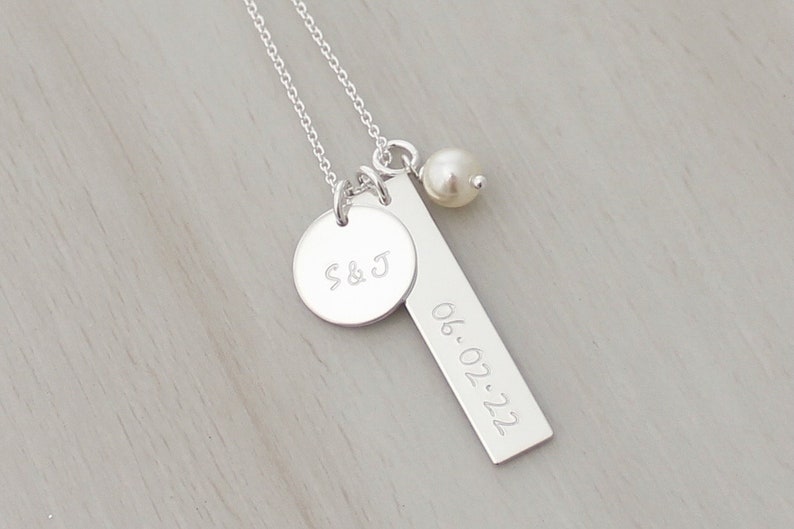 Gift for Bride from Groom Personalized Wedding Date Necklace image 2