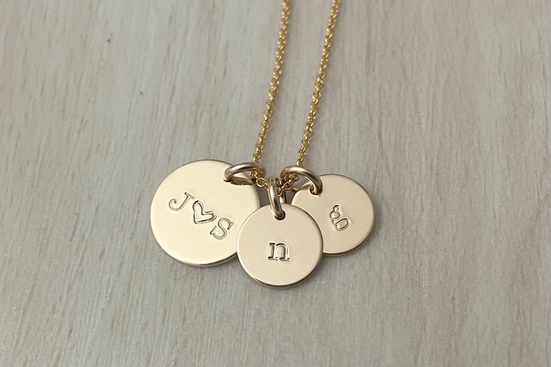 Personalized Mom Necklace Family Initials Necklace Gold Initial Disc Necklace Silver Disc Necklace Gift for Mom Gift for Wife image 1