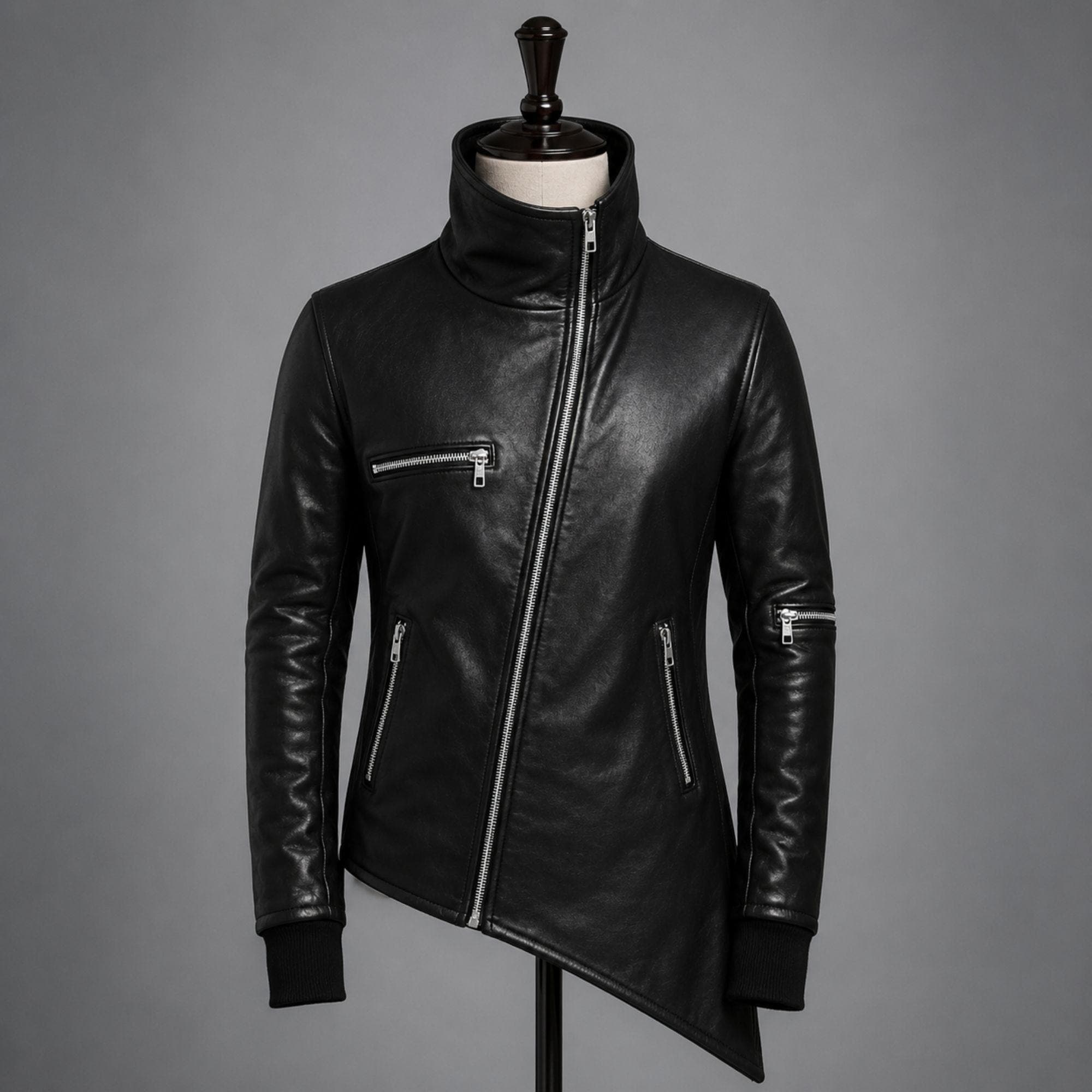 ジャケット・アウター high neck diagonal zip wool jacket Diagonal Zip Jacket - Etsy