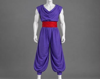 Lila Kampfkunst-Gi-Kostüm | Herren Shaolin-Kämpfer-Cosplay-Set mit Roter Schärpe, Japanisches Mönchs-Trainingsgewand Halloween-Outfit